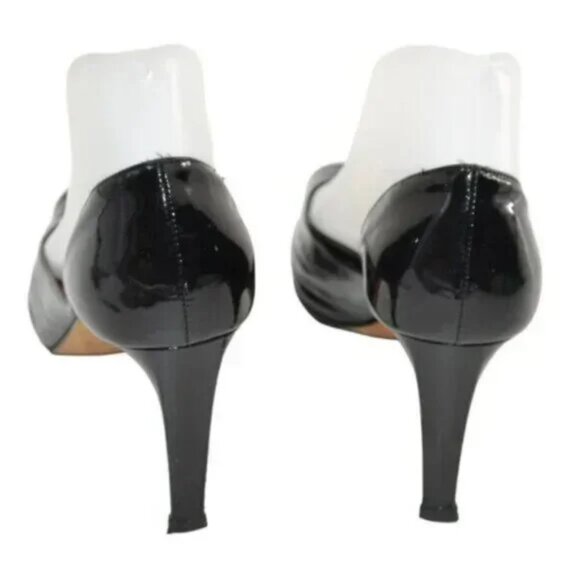 Kate Spade Black Patent Leather D'Orsay Minimal Open Toe Kitten Heels Pumps 8.5 - Picture 6 of 10